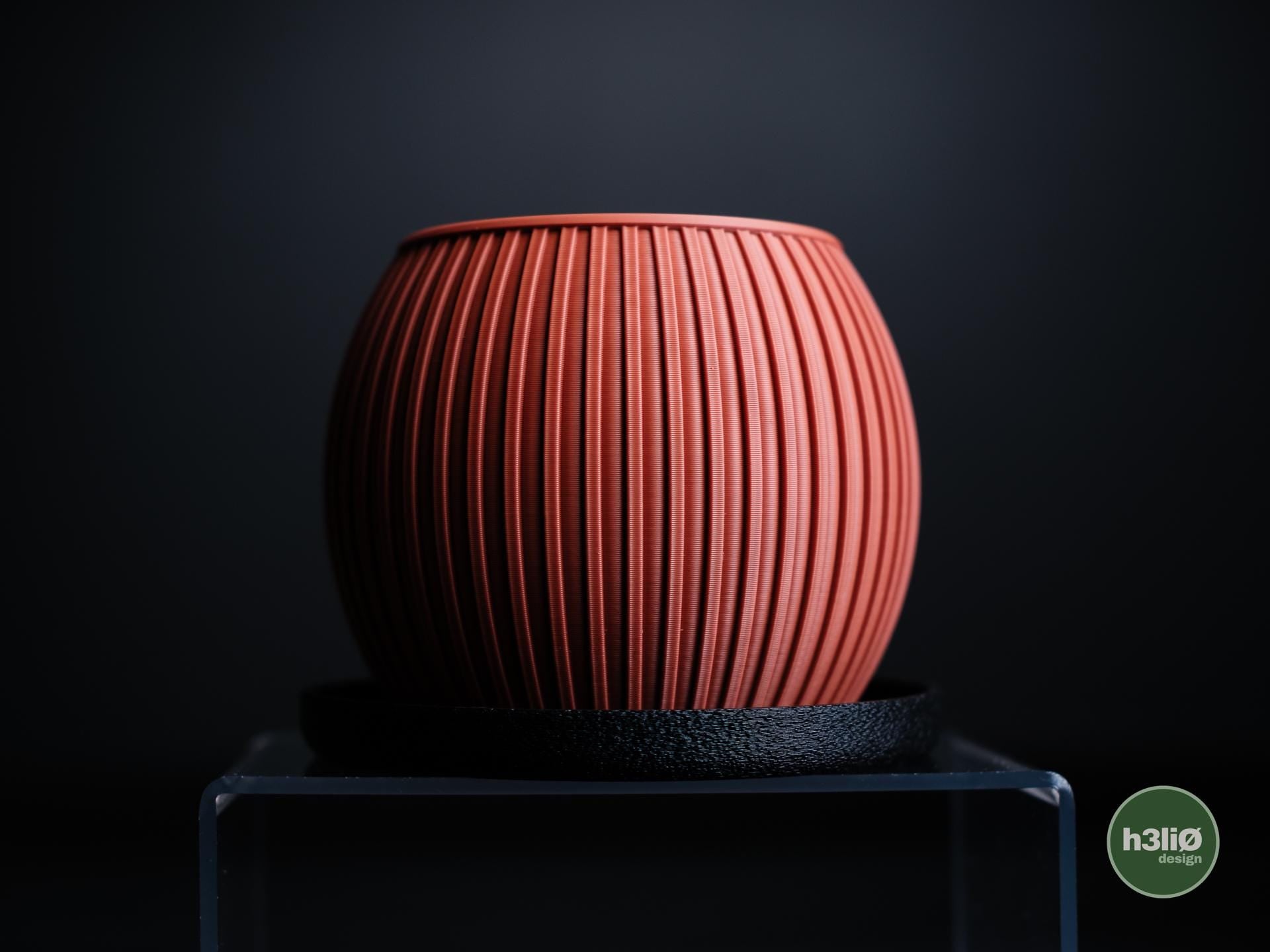 halo planter | Moderner 3D Druck Blumentopf | Gerillter Übertopf | Design Deko Topf