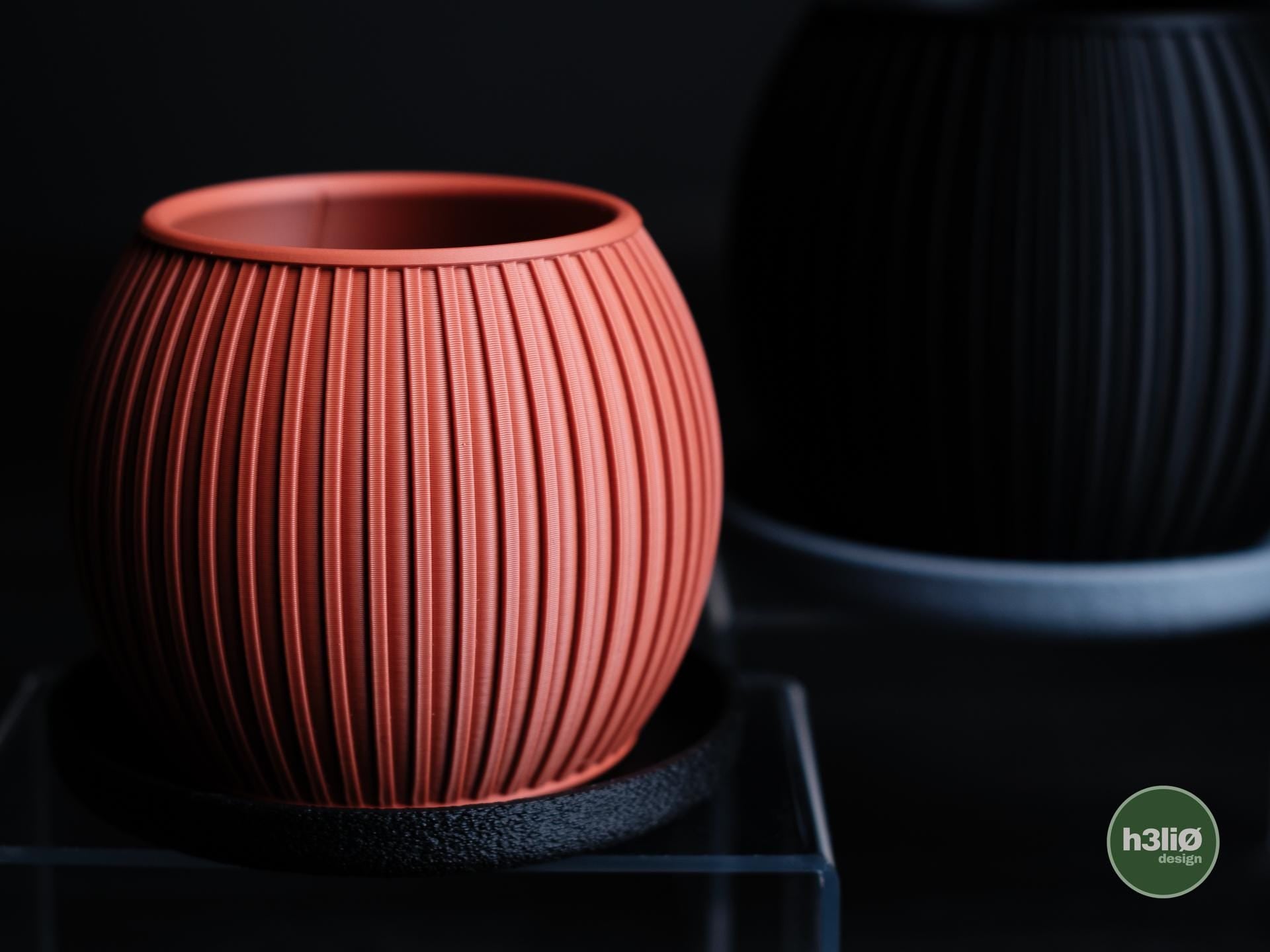 halo planter | Moderner 3D Druck Blumentopf | Gerillter Übertopf | Design Deko Topf