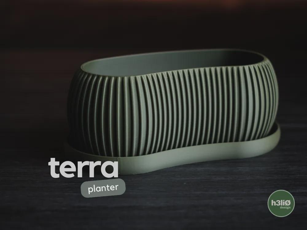 terra planter | Moderner 3D Druck Blumentopf | Langer Übertopf | Bonsai Topf Design Deko