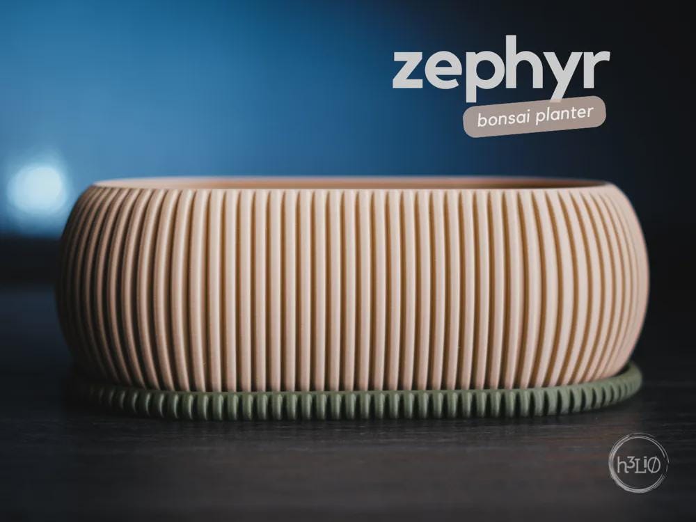zephyr bonsai planter | Moderner 3D Druck Bonsai Topf | Ovale Pflanzschale | Design Deko