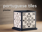 Portuguese Tiles Planter | Moderner 3D Druck Blumentopf | Azulejo Design Übertopf | Sukkulenten Topf