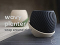 wavy planter | Moderner 3D Druck Blumentopf | Gerillter Übertopf | Design Deko Topf