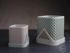 2er Set Blumentopf 'squared polygon' | Moderner 3D Druck Übertopf | Geometrischer Sukkulenten Topf