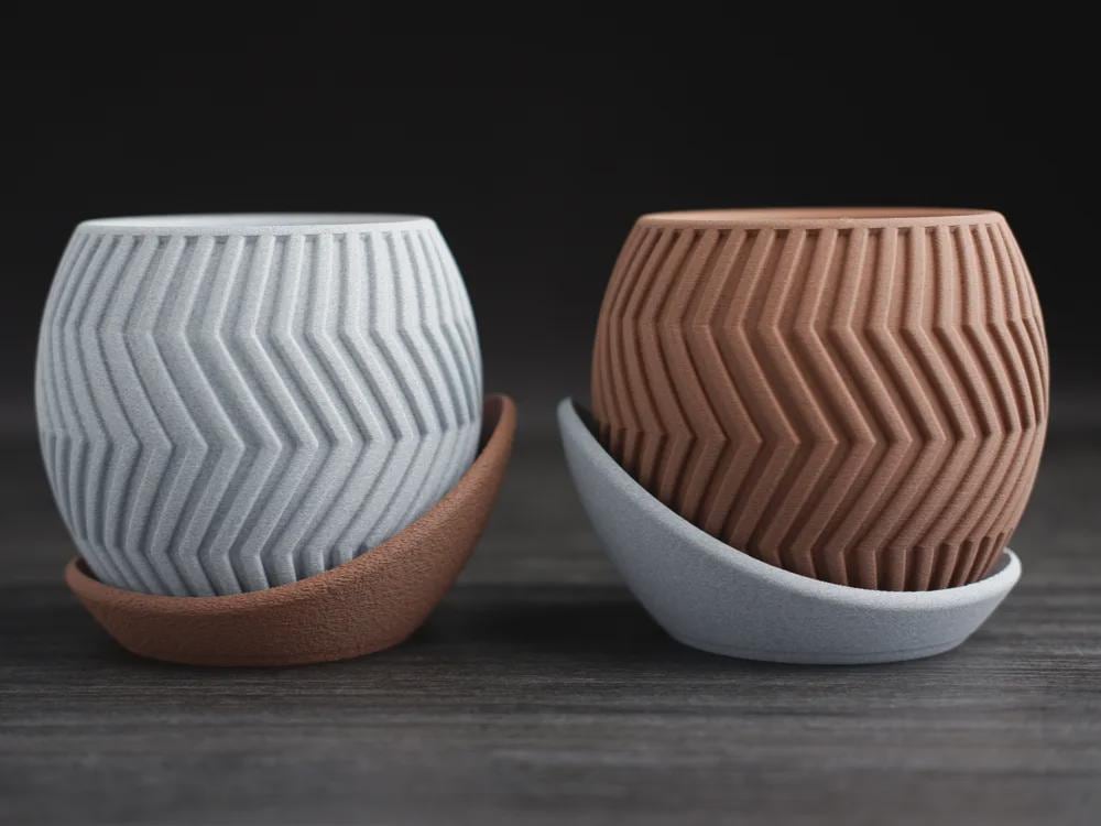 Zig Zag Planter | Moderner 3D Druck Blumentopf | Geometrischer Übertopf | Design Deko Topf