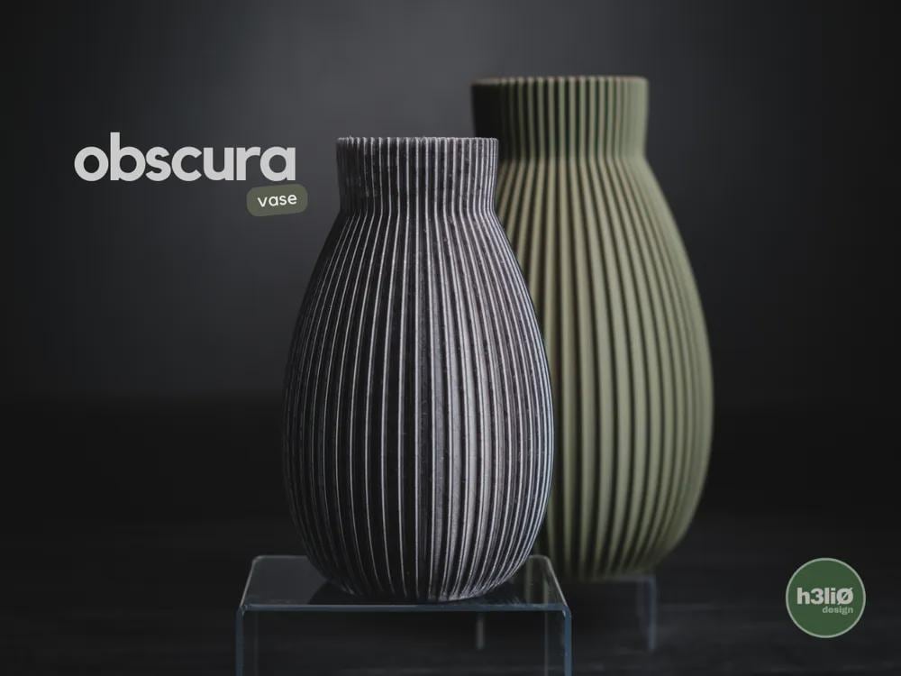 obscura vase | Moderne 3D Druck Vase | Gerillte Blumenvase | Design Deko | Dark Art
