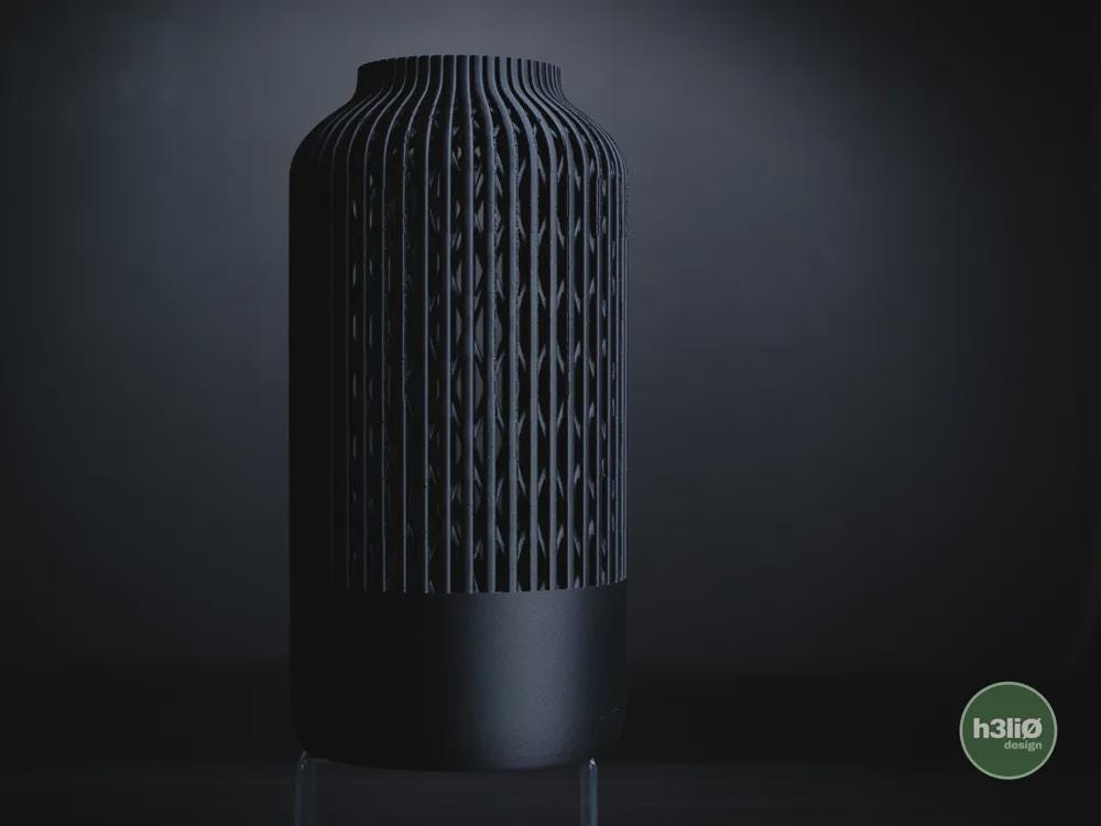 vellis vase | Moderne 3D Druck Vase | Hohe Blumenvase | Design Deko | Dark Art