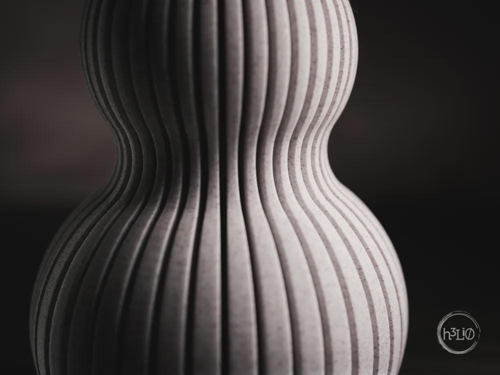 nimbus vase | Moderne 3D Druck Vase mit Ablage | Gerillte Blumenvase | Design Deko Set