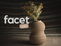 facet vase | Moderne 3D Druck Vase | Geometrische Blumenvase | Design Deko | Organisch