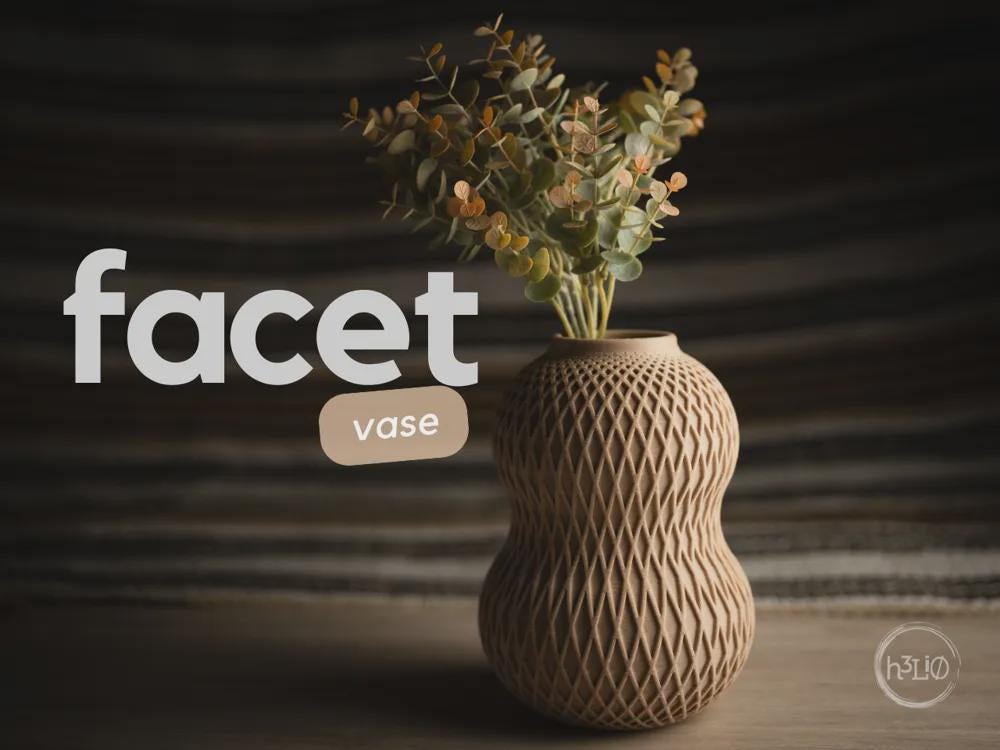 facet vase | Moderne 3D Druck Vase | Geometrische Blumenvase | Design Deko | Organisch