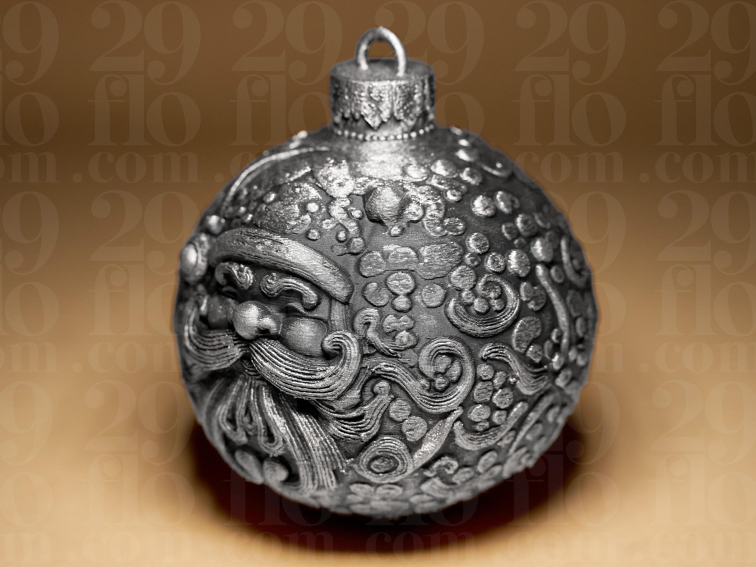 Santa Claus Weihnachtskugel | Ornamental Dark Art | Gothic Christbaumkugel | Deko Anhänger