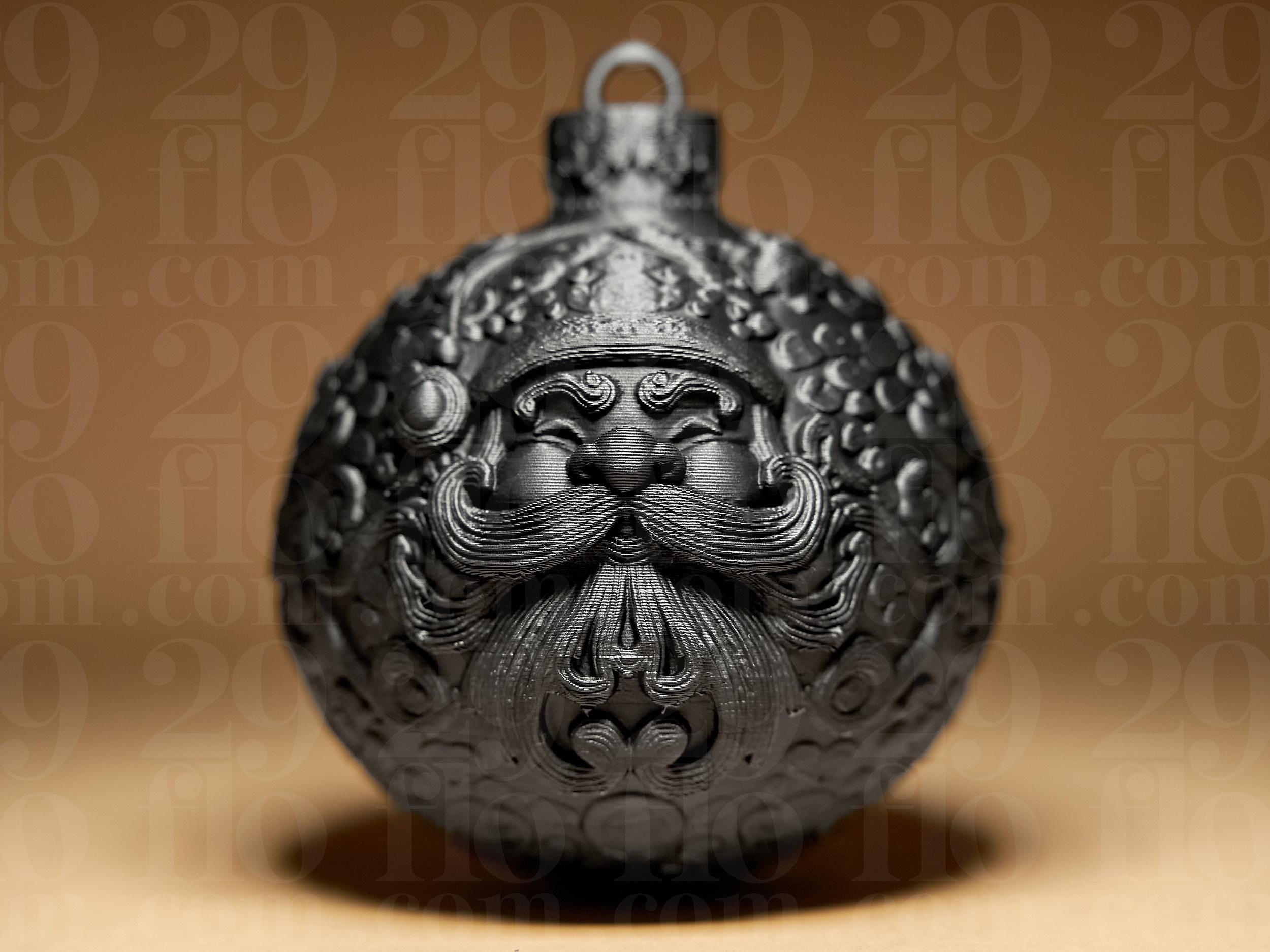 Santa Claus Weihnachtskugel | Ornamental Dark Art | Gothic Christbaumkugel | Deko Anhänger