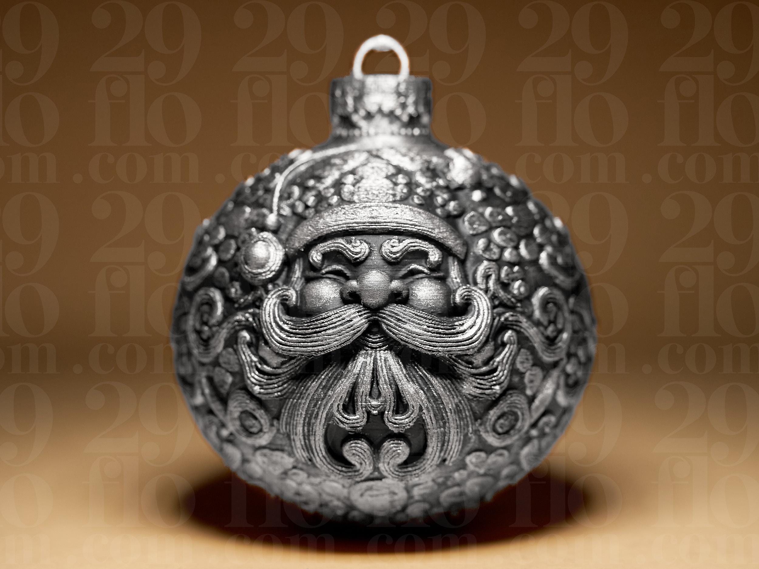 Santa Claus Weihnachtskugel | Ornamental Dark Art | Gothic Christbaumkugel | Deko Anhänger
