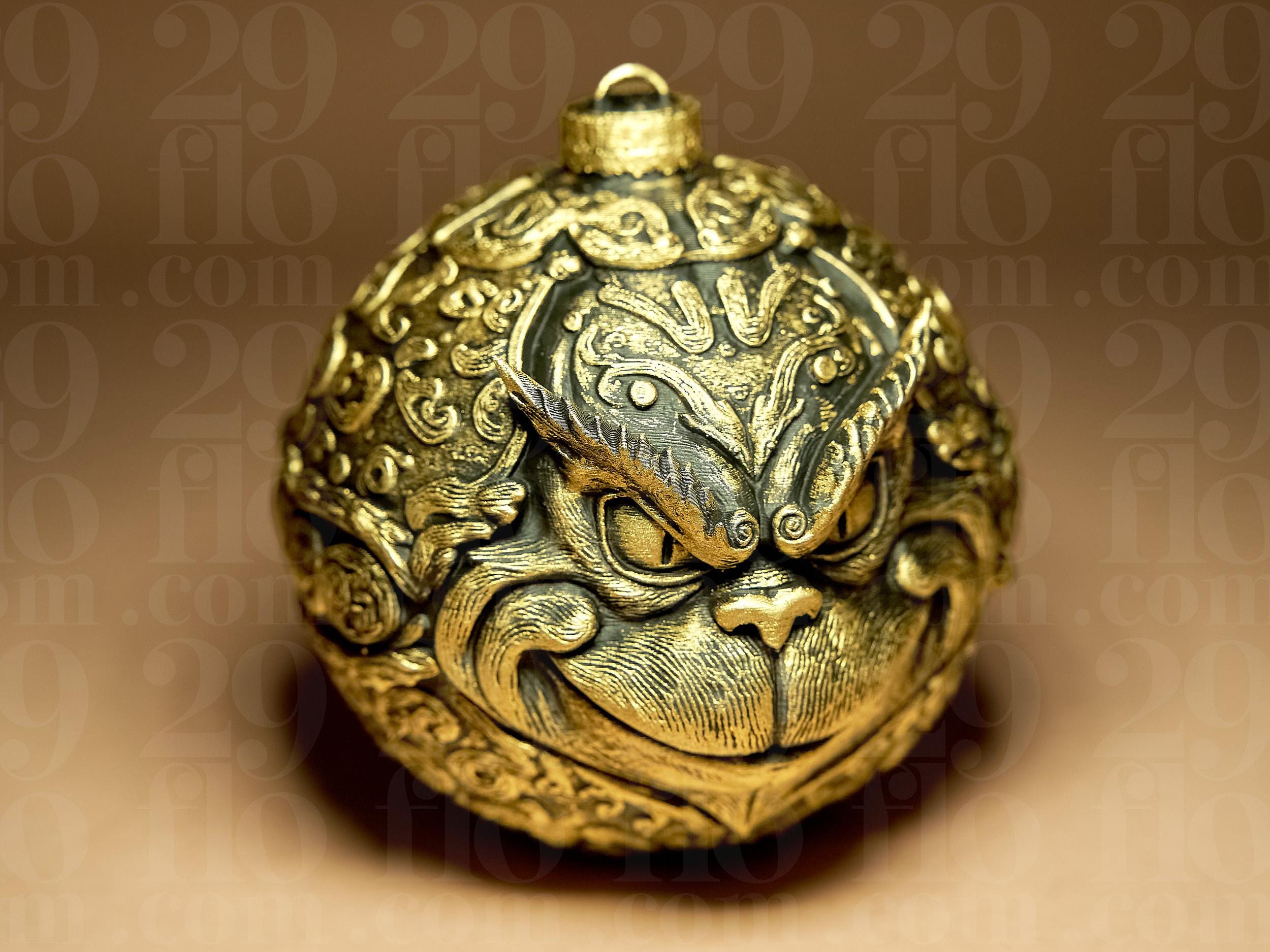 Grinch Weihnachtskugel | Ornamental Dark Art | Gothic Christbaumkugel | Deko Anhänger