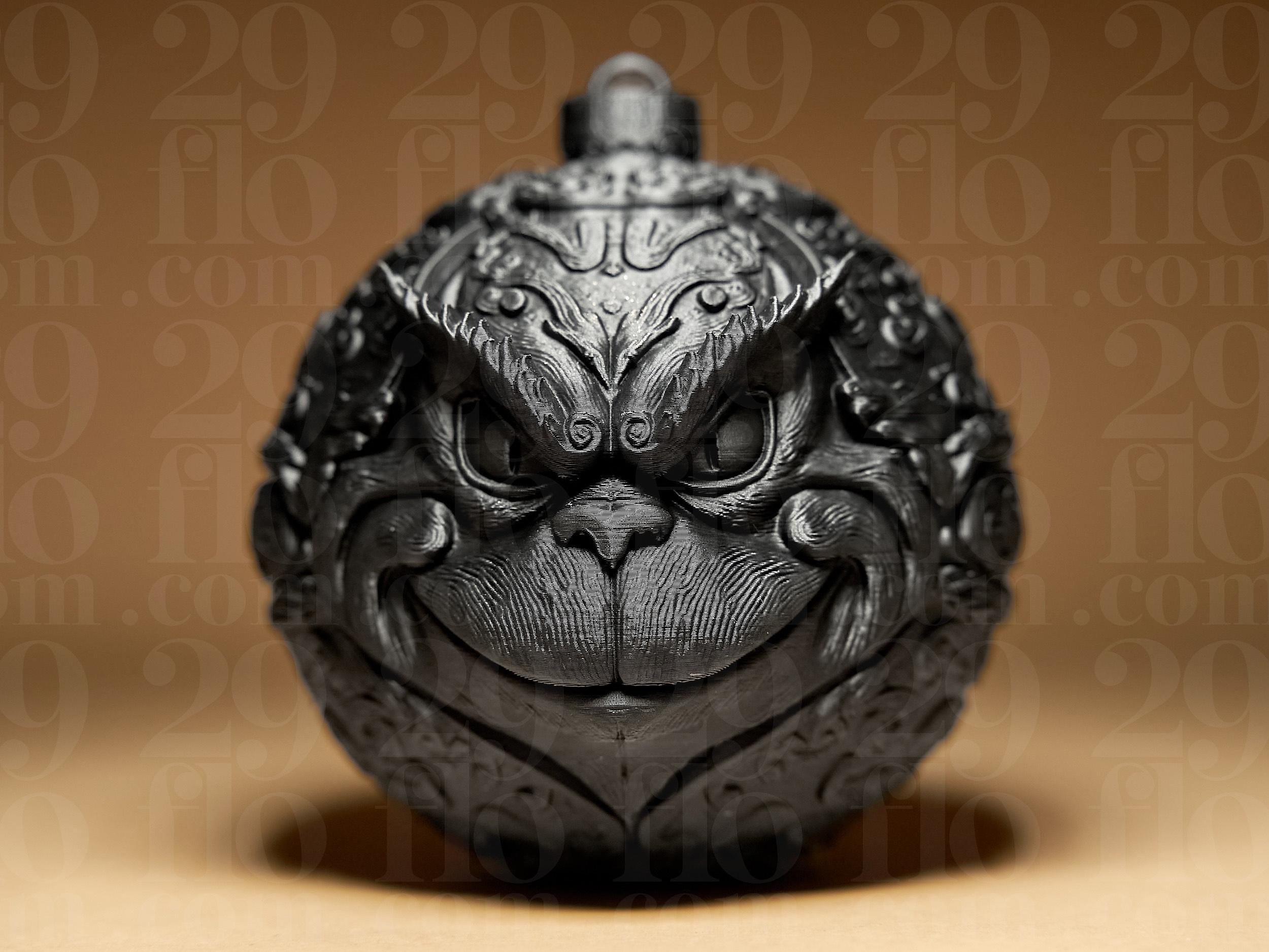 Grinch Weihnachtskugel | Ornamental Dark Art | Gothic Christbaumkugel | Deko Anhänger