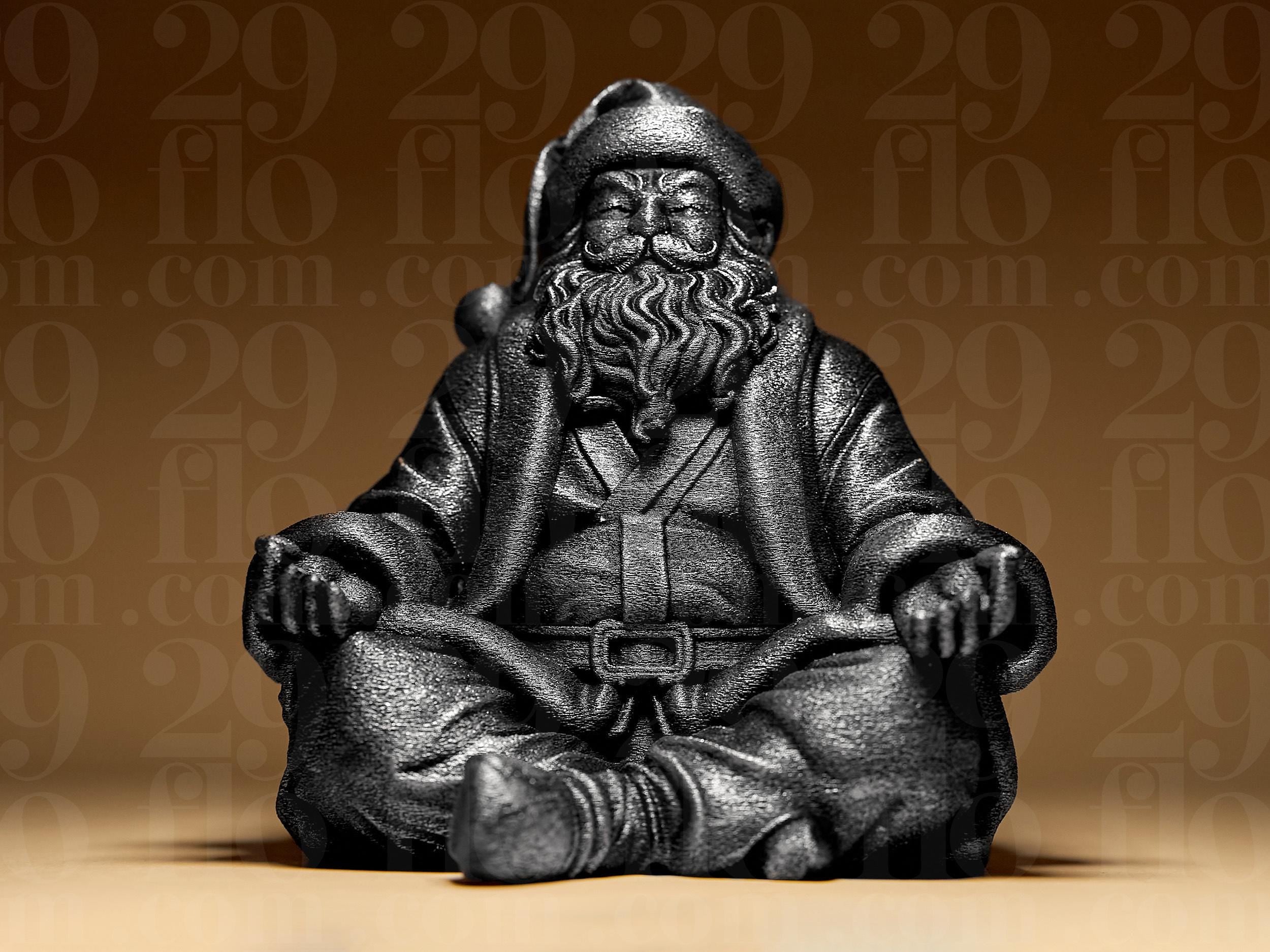 Meditating Santa Claus Statue | Zen Santa Figur | Moderne Weihnachtsdeko Skulptur | Dark Art