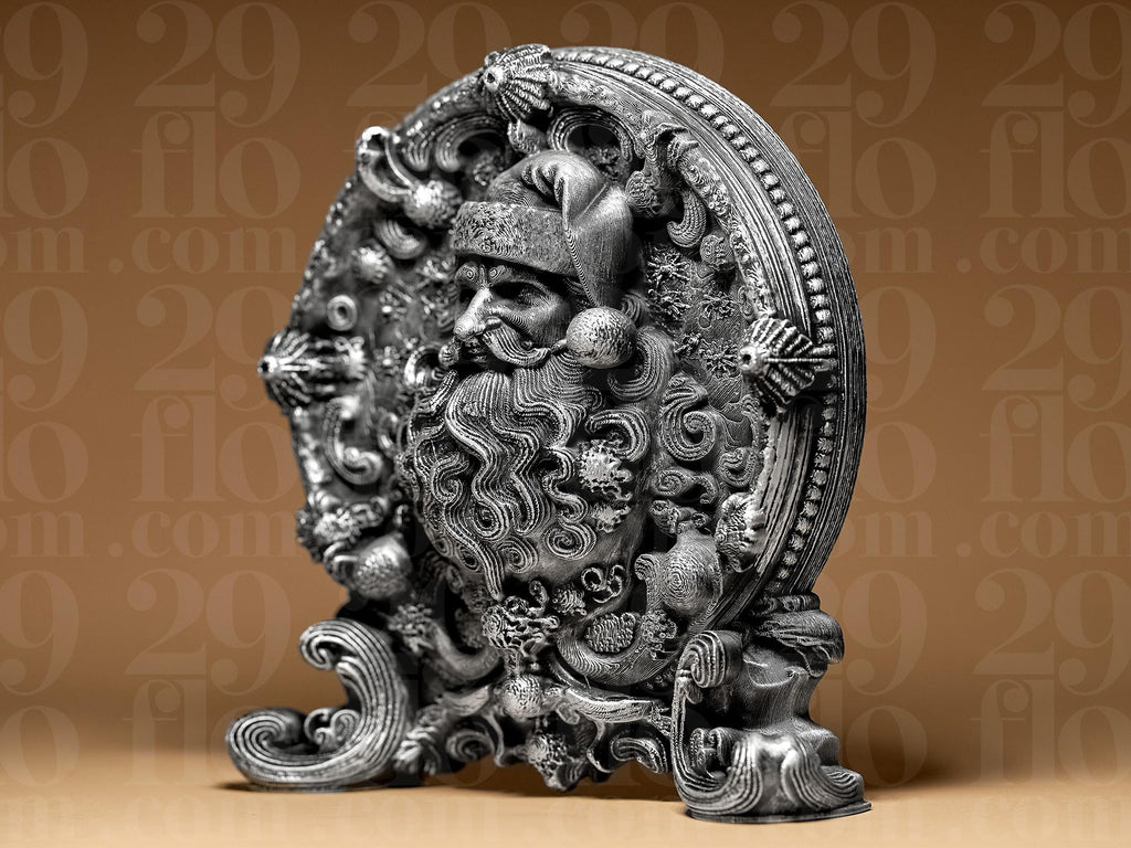 Santa Claus Relief Statue | Ornamental Weihnachtsmann | Gothic Weihnachtsdeko | Dark Art Skulptur