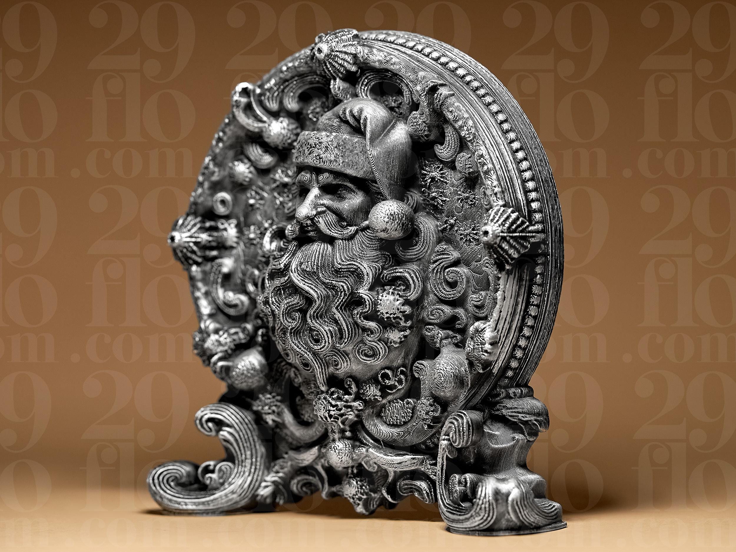 Santa Claus Relief Statue | Ornamental Weihnachtsmann | Gothic Weihnachtsdeko | Dark Art Skulptur