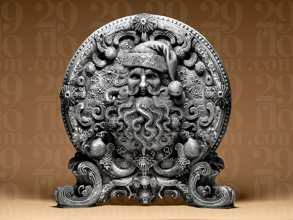 Santa Claus Relief Statue | Ornamental Weihnachtsmann | Gothic Weihnachtsdeko | Dark Art Skulptur