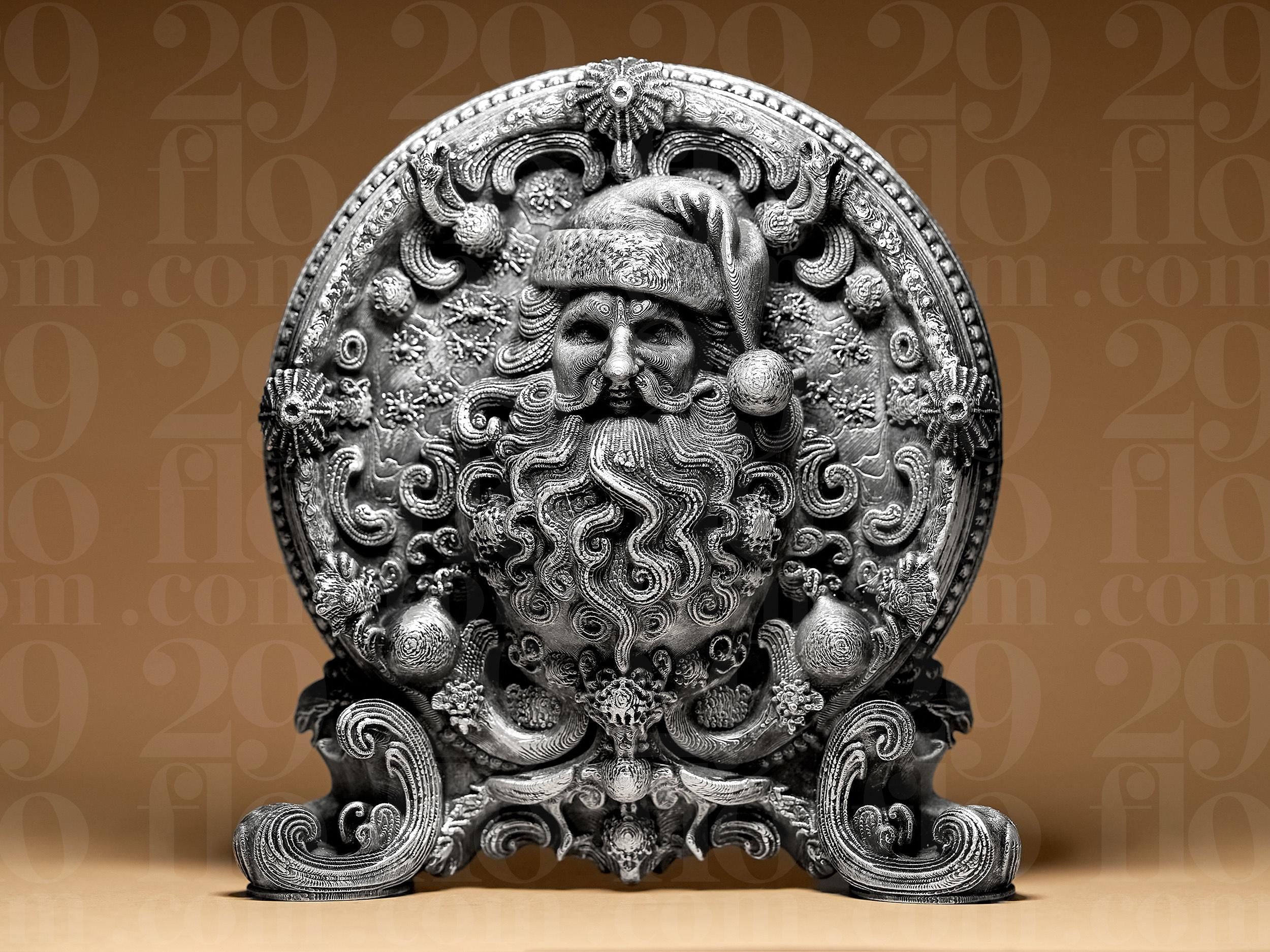 Santa Claus Relief Statue | Ornamental Weihnachtsmann | Gothic Weihnachtsdeko | Dark Art Skulptur