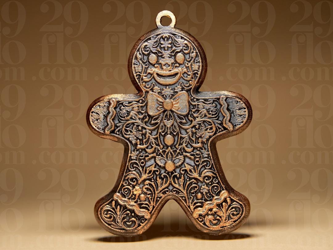 Gingerbread Man Christmas Ornament | Ornamental Lebkuchenmann | Gothic Weihnachtsdeko | Dark Art Anhänger