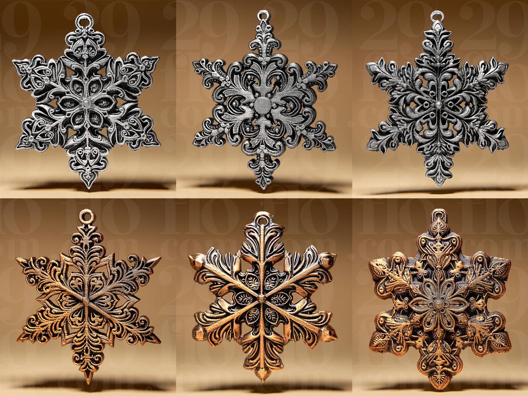 Gothic Snowflake Ornaments Set | 6er Set Weihnachtsbaumschmuck | Barocke Sterne | Dark Art Deko