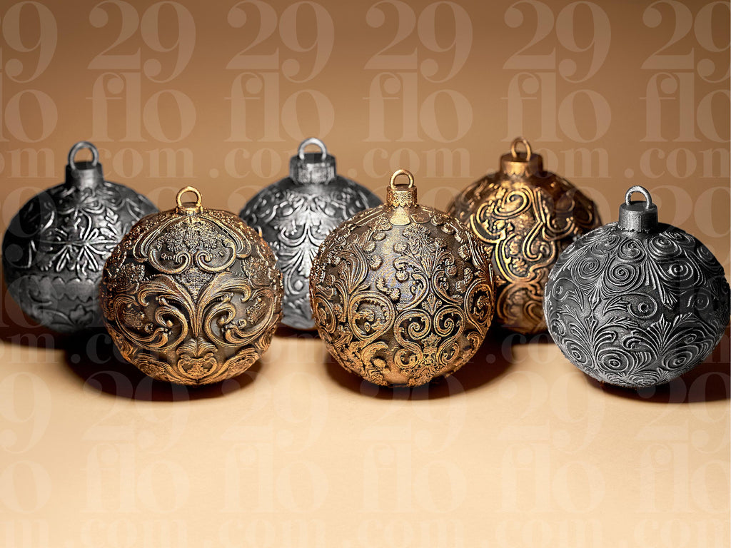 Gothic Christmas Baubles Set | 6er Set Ornamentale Weihnachtskugeln | Dark Art Deko