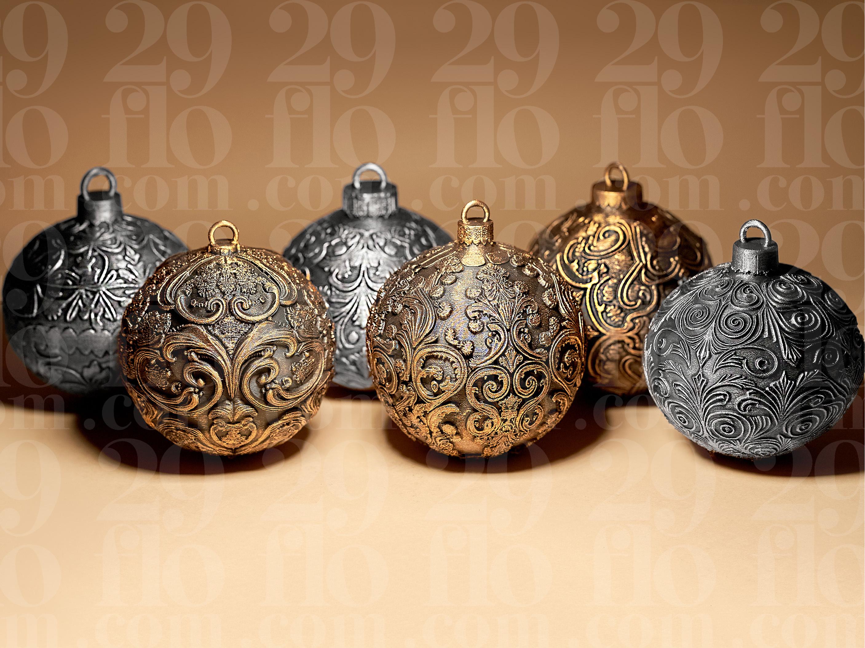 Gothic Christmas Baubles Set | 6er Set Ornamentale Weihnachtskugeln | Dark Art Deko