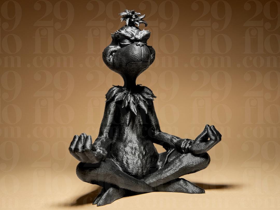 Meditating Grinch Figurine | Yoga Zen Statue | Dark Christmas Deko | Anti-Festlich