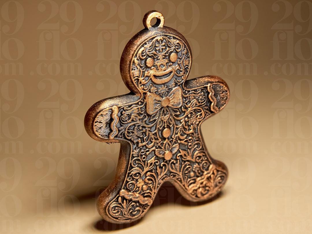 Gingerbread Man Christmas Ornament | Ornamental Lebkuchenmann | Gothic Weihnachtsdeko | Dark Art Anhänger