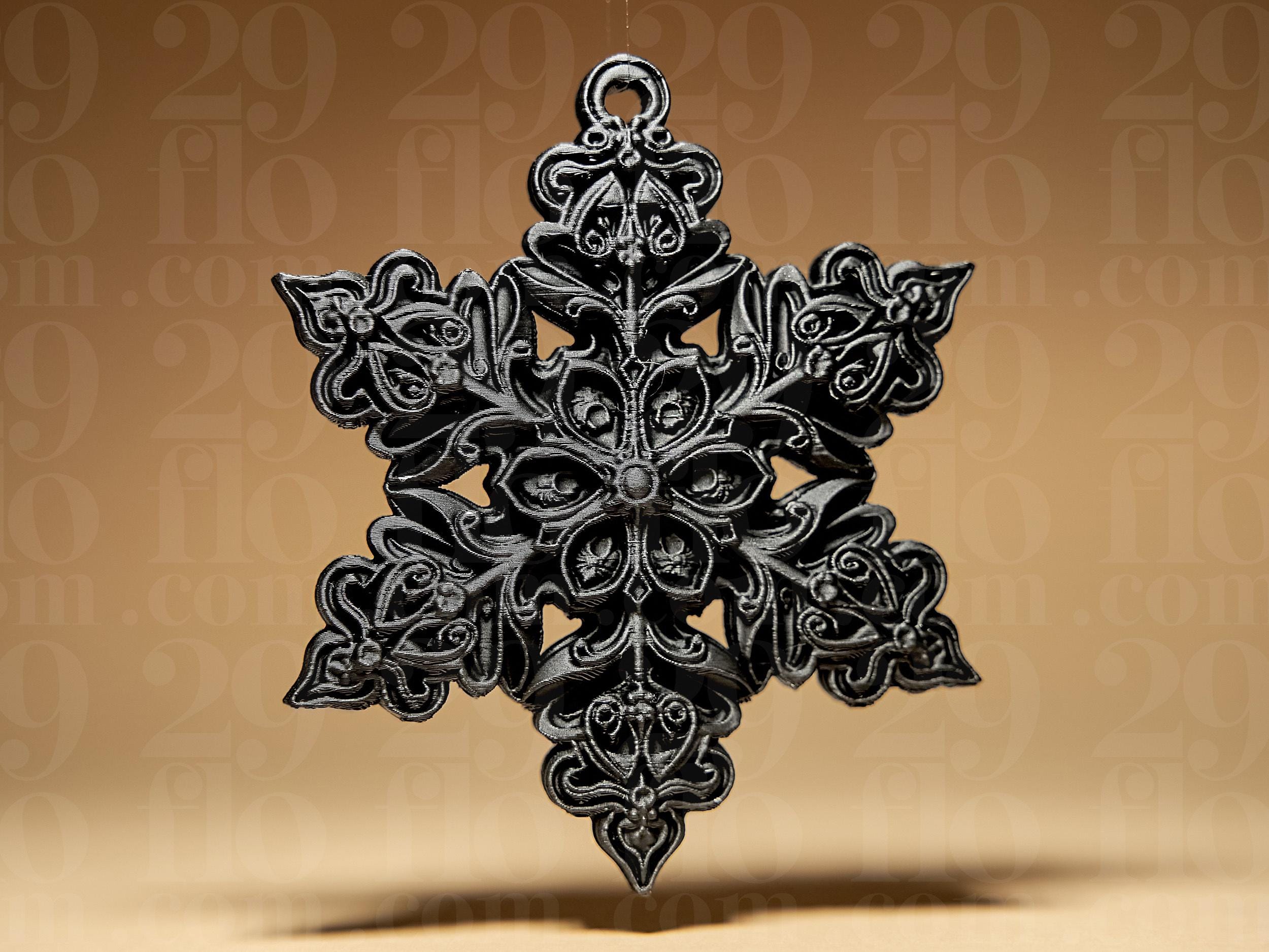Gothic Snowflake Ornaments Set | 6er Set Weihnachtsbaumschmuck | Barocke Sterne | Dark Art Deko