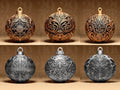 Gothic Christmas Baubles Set | 6er Set Ornamentale Weihnachtskugeln | Dark Art Deko