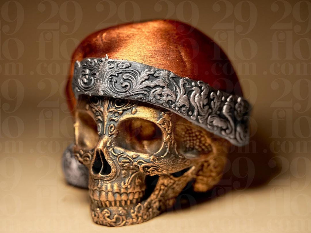 Santa Skull Statue | Ornamental Weihnachtsschädel | Gothic Weihnachtsdeko | Dark Art Skulptur