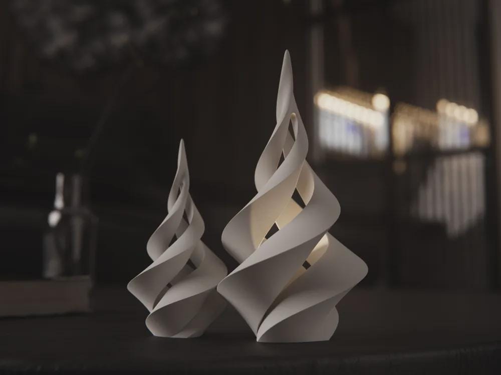 Abstrakt Spiral Weihnachtsbaum | Minimalistische Skulptur | Moderne Laterne | Design Deko Fehn-factory.de