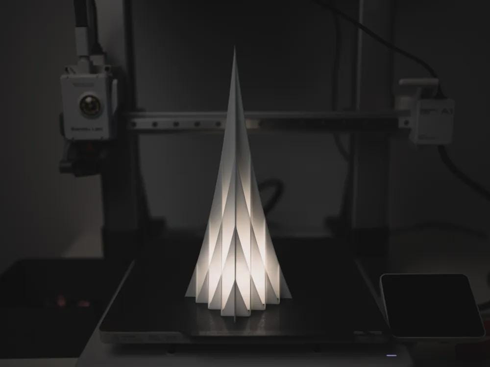 Geometrischer Weihnachtsbaum | Moderne LED Laterne | Falt-Design Deko | Minimalist