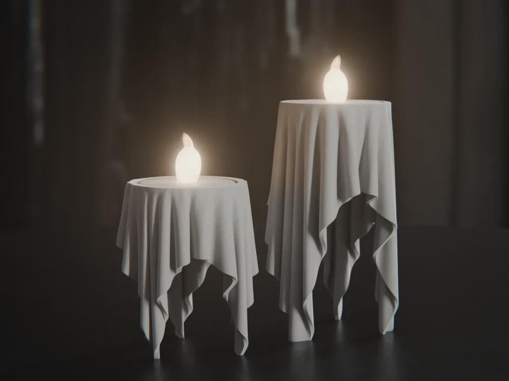 Schwimmende Stoffkerze Set | 2er Set LED Teelichthalter | Abstraktes Design | Moderne Deko