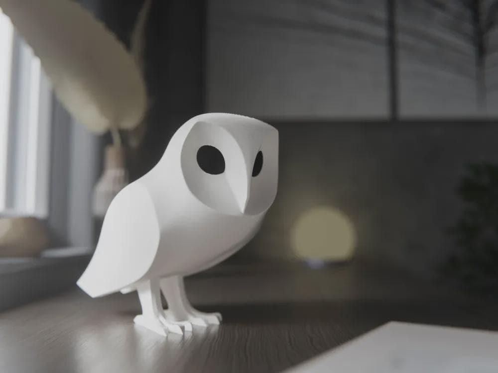 Minimalistische Schleiereule | Moderne Vogelfigur | Skandinavische Deko | Abstrakte Tierstatue