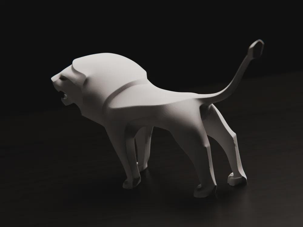 Geometrische Löwen Skulptur | Minimalistische Tierfigur | Modern Design Deko | König der Tiere