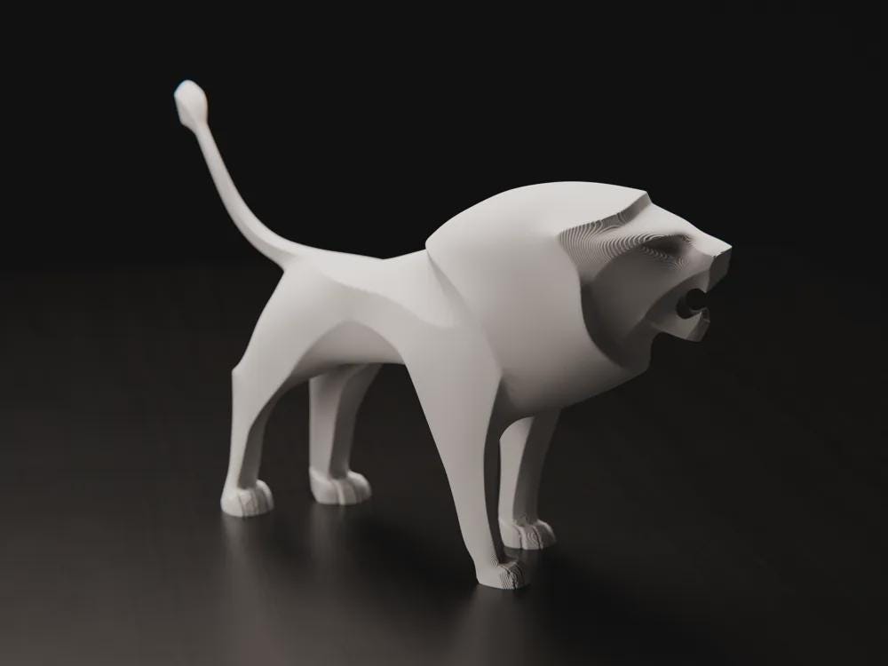 Geometrische Löwen Skulptur | Minimalistische Tierfigur | Modern Design Deko | König der Tiere