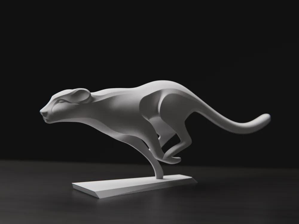 Minimalistische Geparden Skulptur | Dynamische Tierfigur | Modern Design Deko | High-Speed Ästhetik