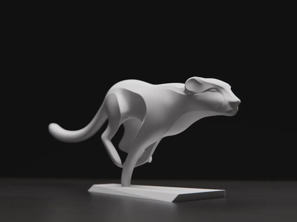 Minimalistische Geparden Skulptur | Dynamische Tierfigur | Modern Design Deko | High-Speed Ästhetik