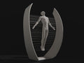 Transzendenz Skulptur | Abstrakte Körperstatue | Minimalistische Konzeptkunst | Freischwebende Figur Fehn-factory.de