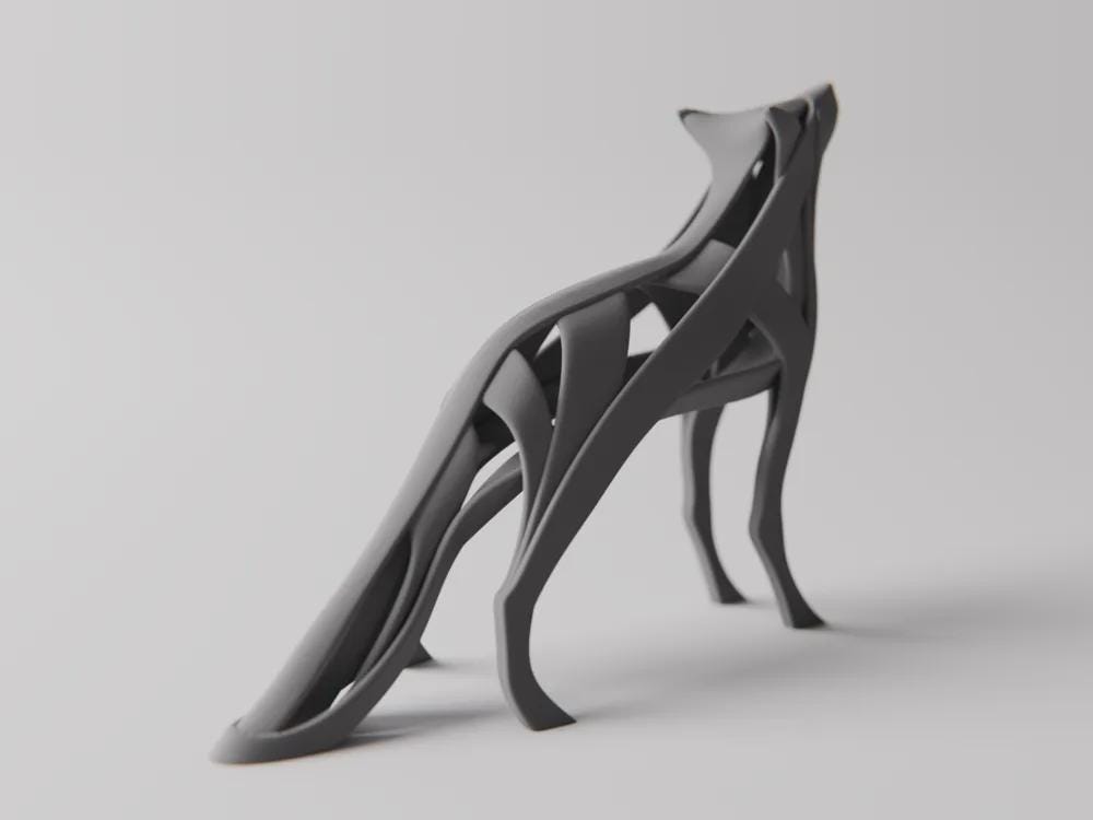 Abstrakte Wolf Skulptur | Fließende Linien Tierfigur | Modernes Design | Minimalistische Jagd Fehn-factory.de