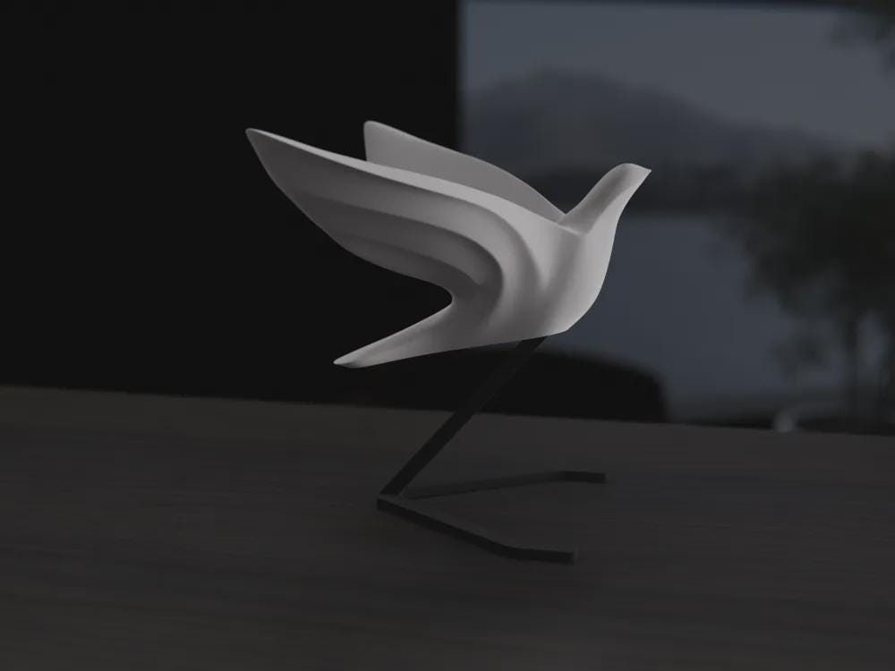 Minimalistische Tauben Skulptur | Symbol des Friedens | Modern Design Deko | Freifliegende Vogelfigur Fehn-factory.de