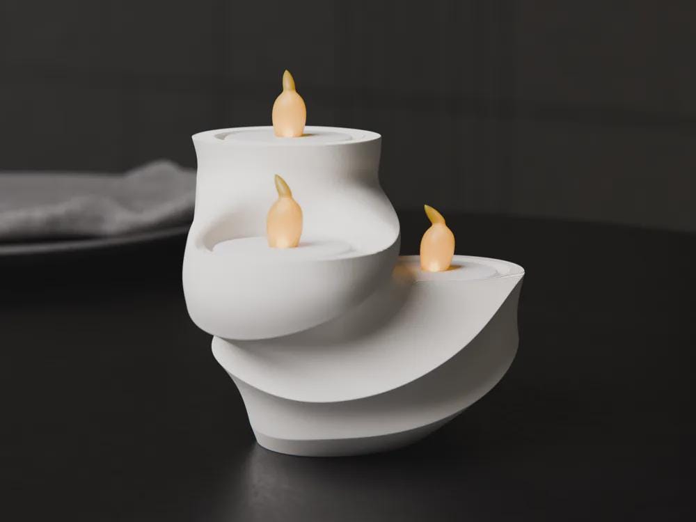 Wirbel Teelichthalter | Minimalistische LED Lampe | Modernes Spiral Design | Skulpturaler Kerzenständer Fehn-factory.de