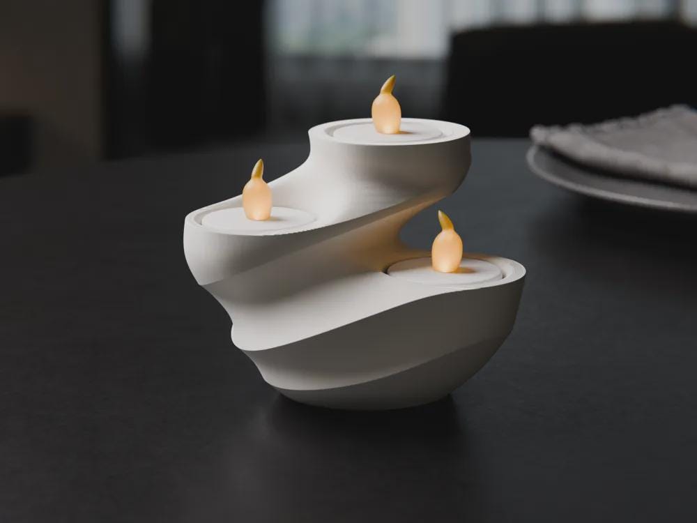 Wirbel Teelichthalter | Minimalistische LED Lampe | Modernes Spiral Design | Skulpturaler Kerzenständer Fehn-factory.de