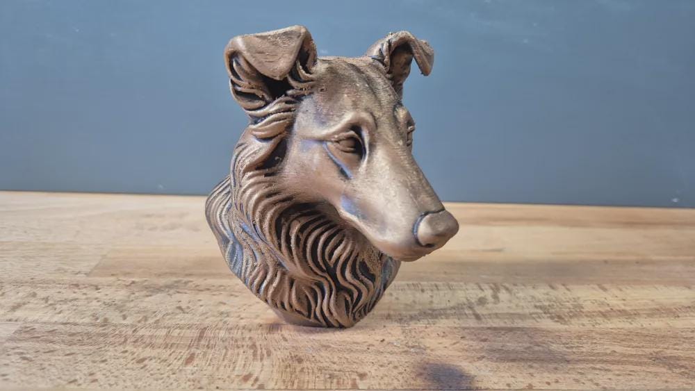 Smooth Collie Büste / Realistic Smooth Collie Bust - Handbemalt & Detailliert