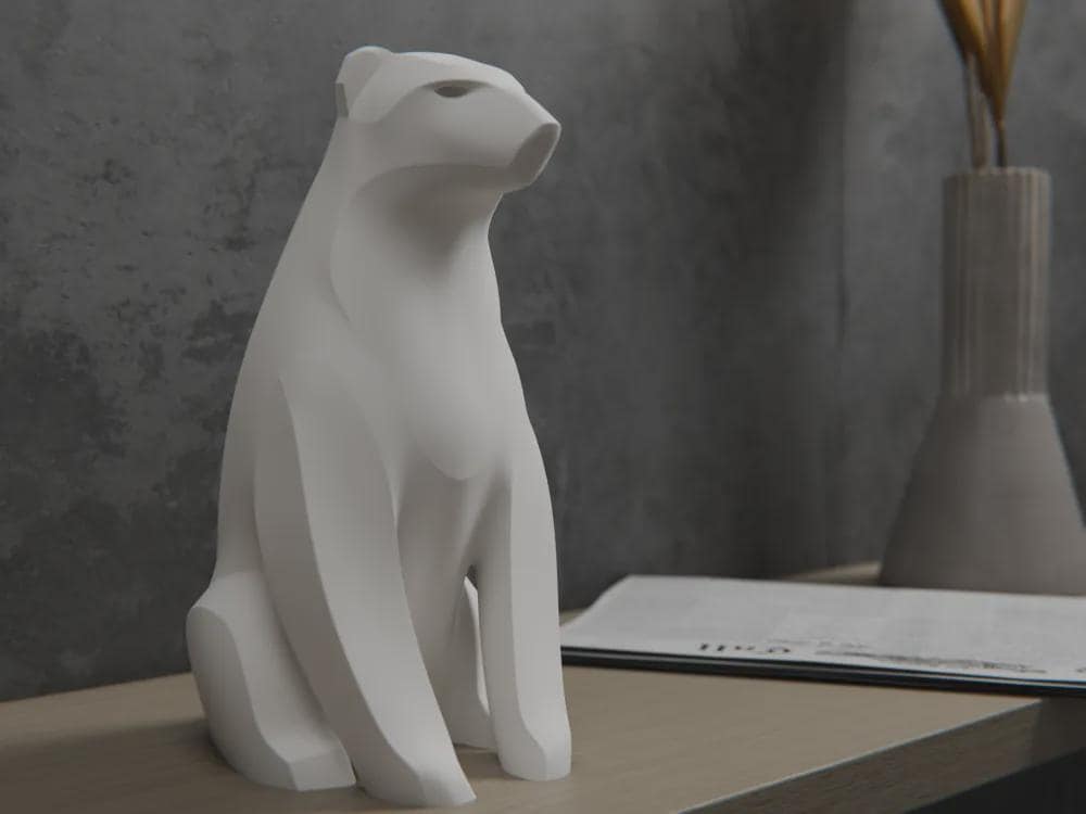 Eisbär Skulptur | Minimalist Polar Bear Figure | Skandinavische Deko | Abstrakte Tierstatue