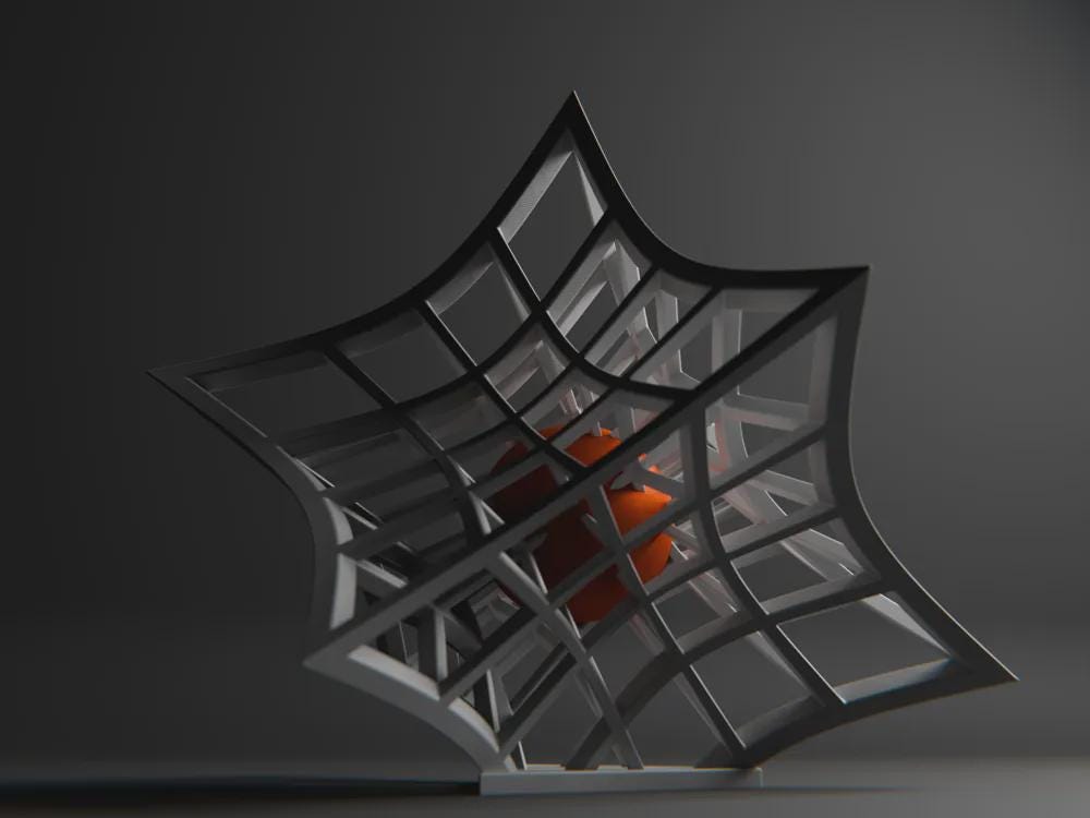 Verformung des Raumes | Geometric Lattice Sculpture | Abstrakte Gitterstruktur | Architektonische Deko