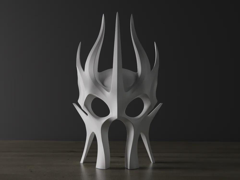Abstrakte Maske Skulptur | Dark Fantasy Face Figure | Gotische Deko | Mystisches Design