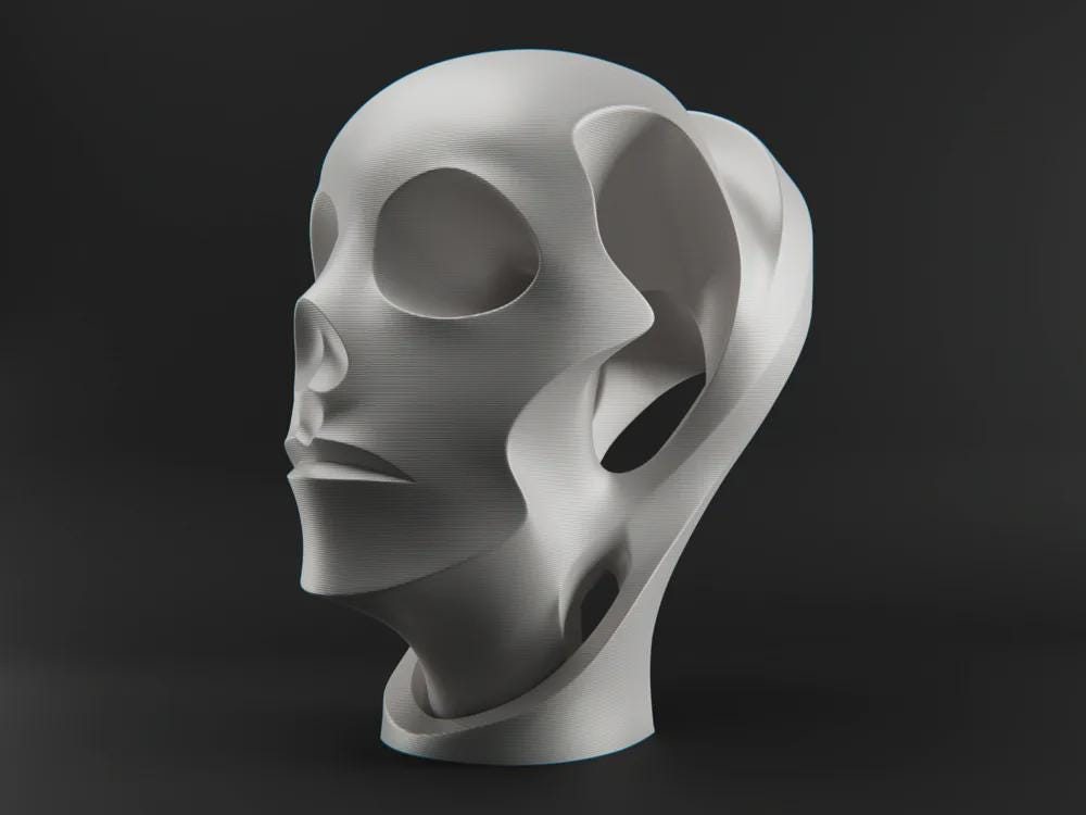 Leere Kopfskulptur | Abstract Head Bust | Minimalistische Konzeptkunst | Figurative Design Deko